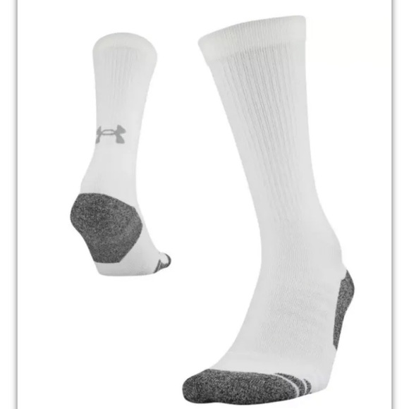 Under Armour UA ArmourGrip Crew Socks 1 Pair Men 4-8 Wmn 6-9 White w Gray Logo - Picture 4 of 9